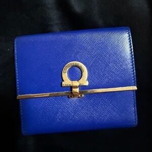 Blue Wallet with Gold Accent